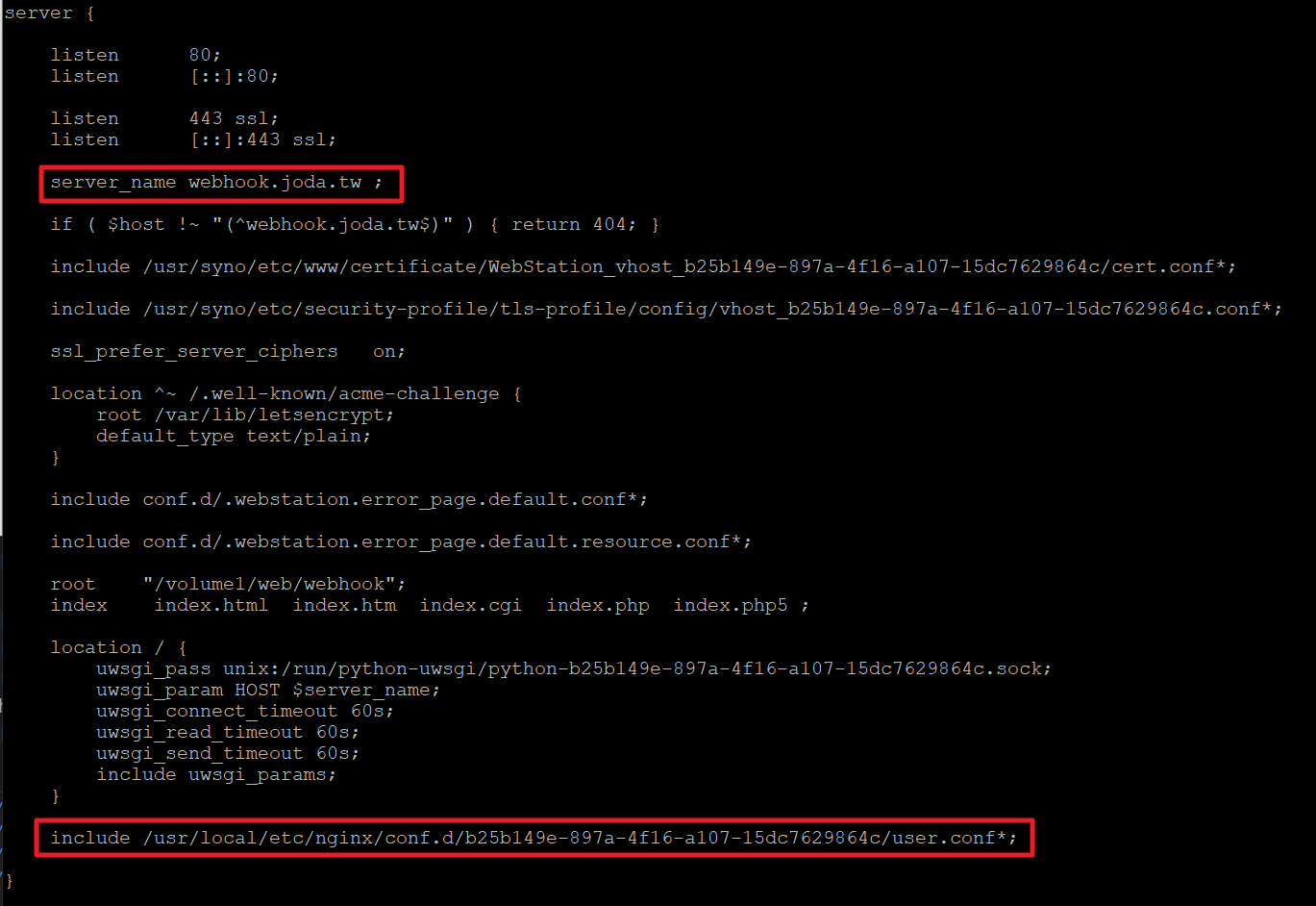 server.webstation-vhost.conf 檔案內容截圖